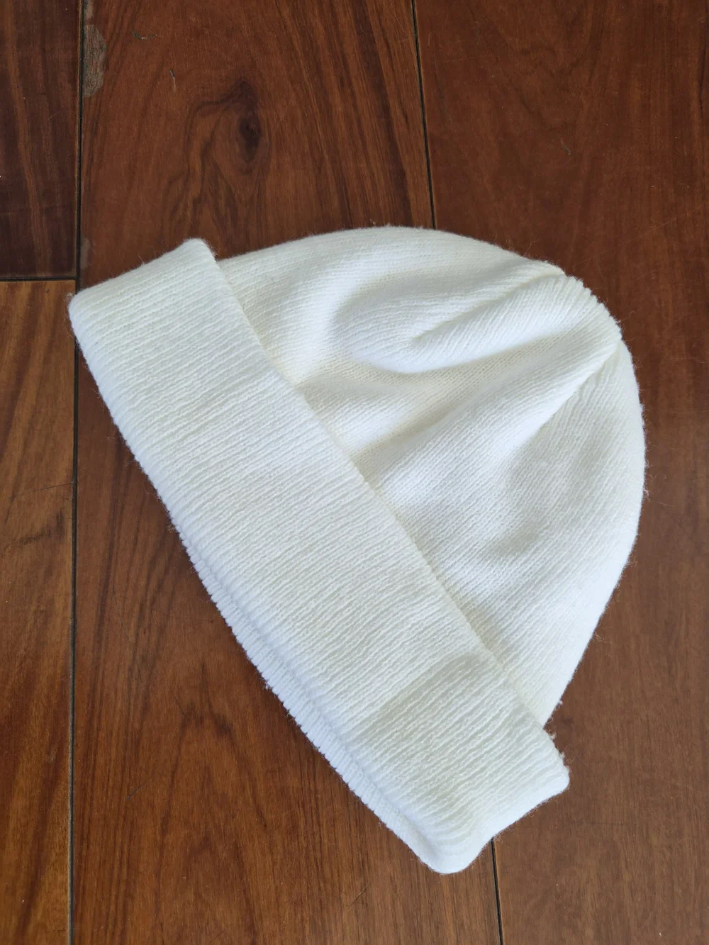 Kids White Ribbed Knit Beanie Winter Hat